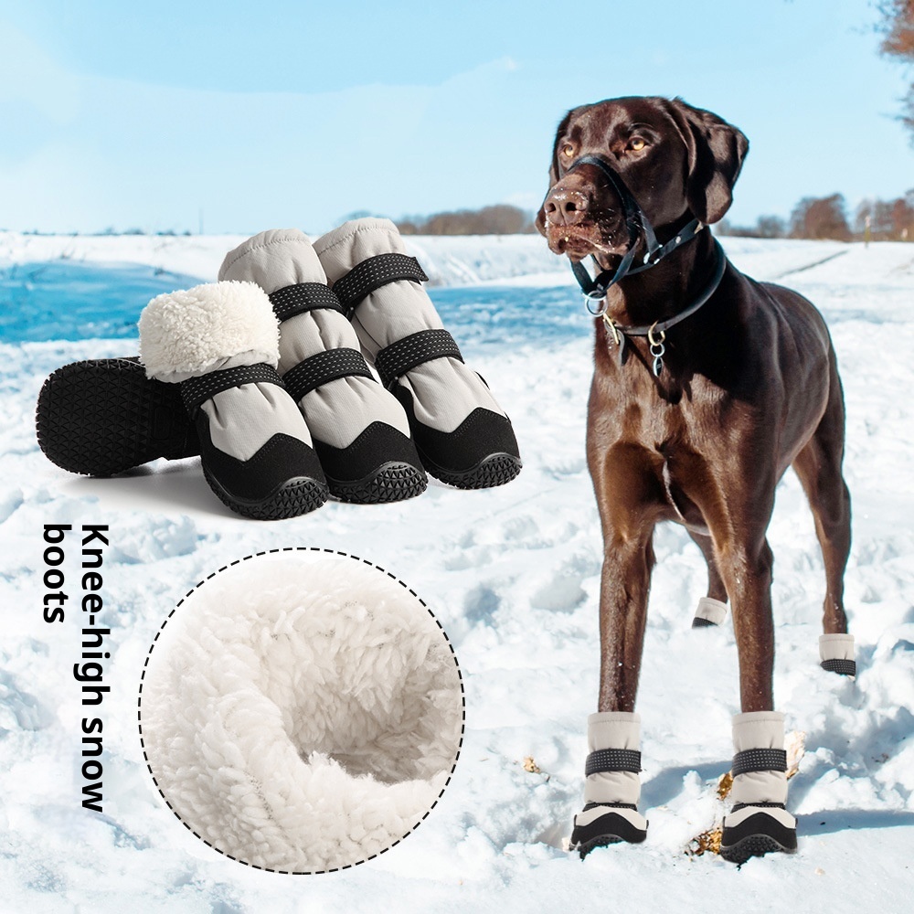 Fleece-Lined Dog Snow Boots