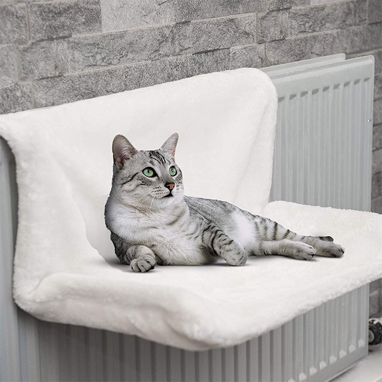 Iron-Framed Radiator Hammock Cat Bed with Washable Faux Fur Cover