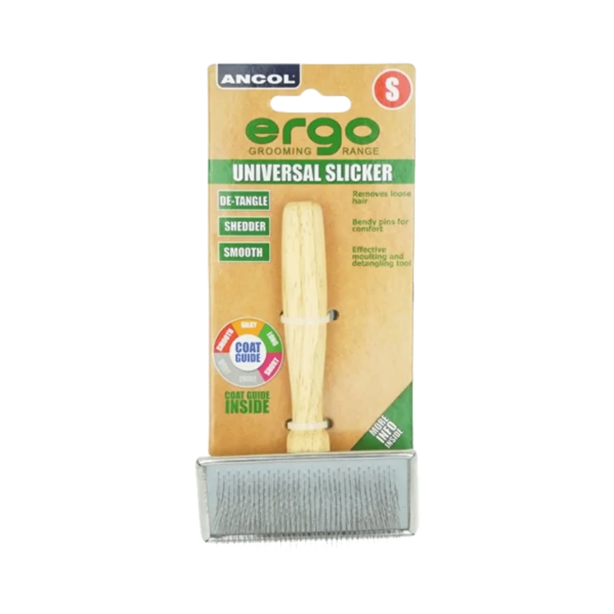 Ancol Ergo Wooden Handle Slicker Brush