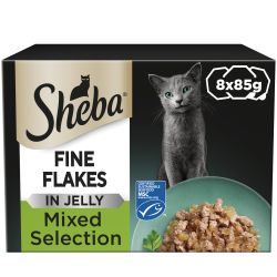 Sheba Fine Flakes Adult Wet Cat Food Mixed Selection in Jelly 8 Pack