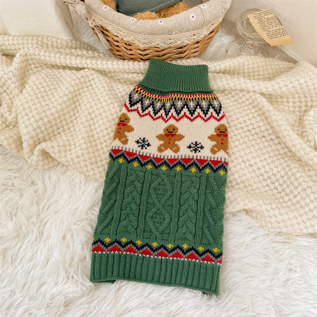 Gingerbread Knitted Christmas Dog Jumper