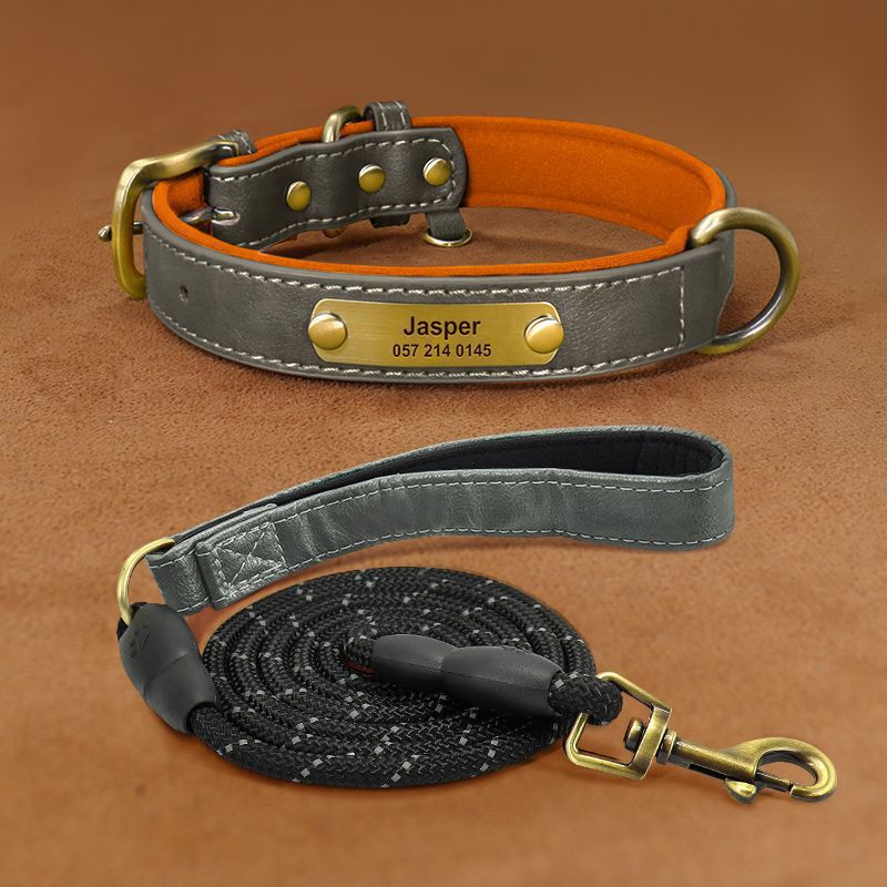 Personalised Leather Dog Collar & Matching Lead Set