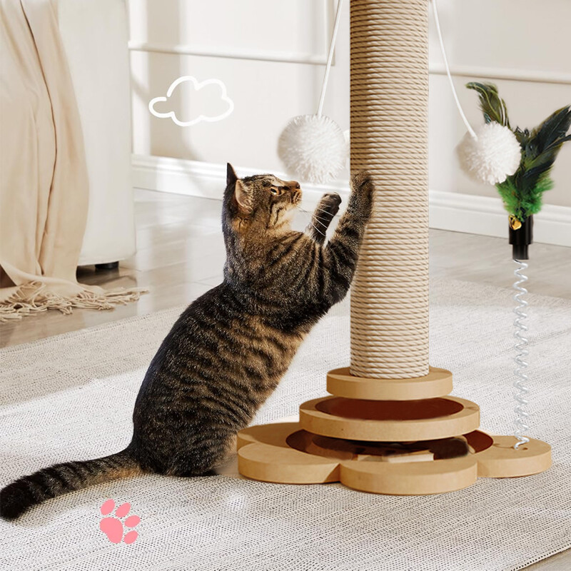 Tall Cat Scratching Post Strong Natural Sisal