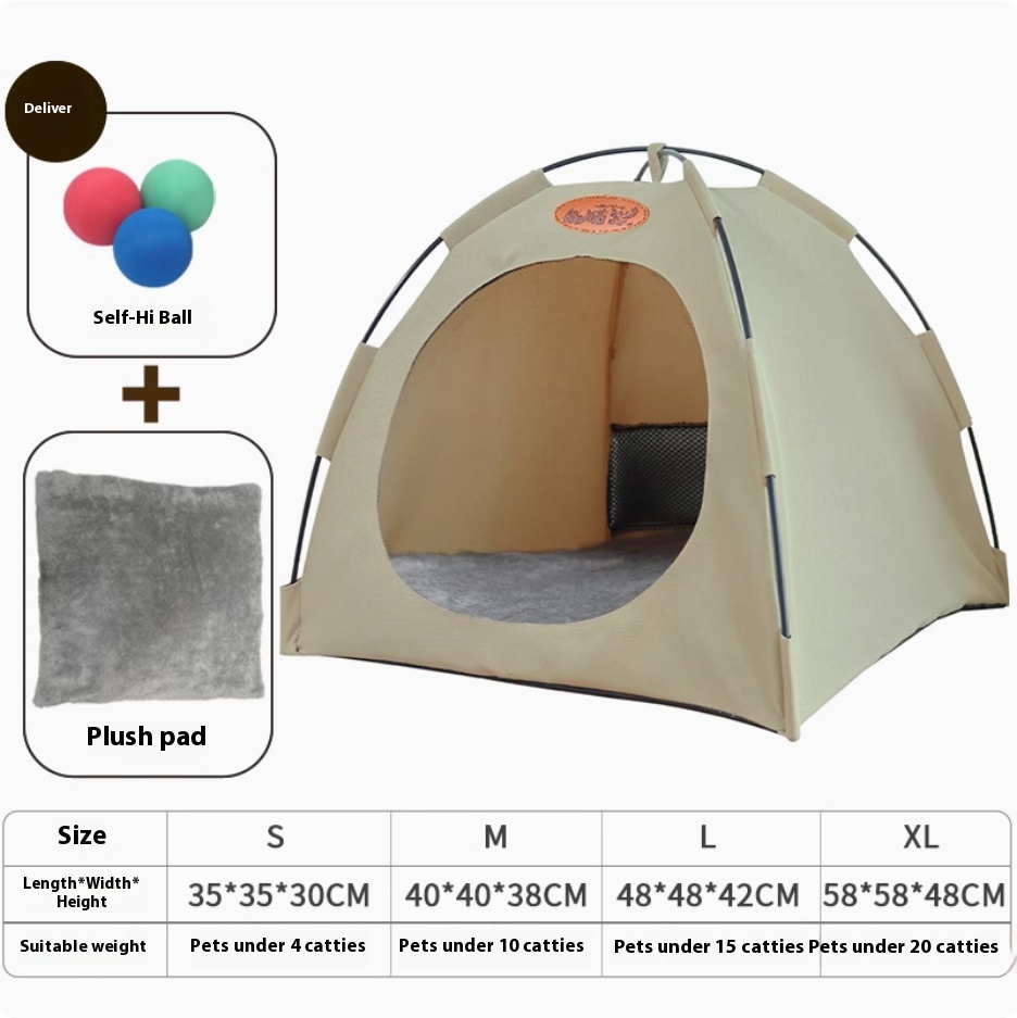 Pet Tent House Bed with Plush Mat
