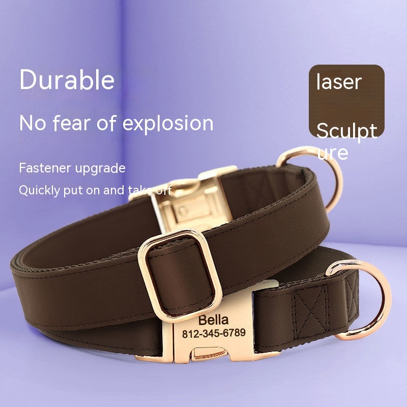 Personalised Laser-Engraved Leather Dog Collar