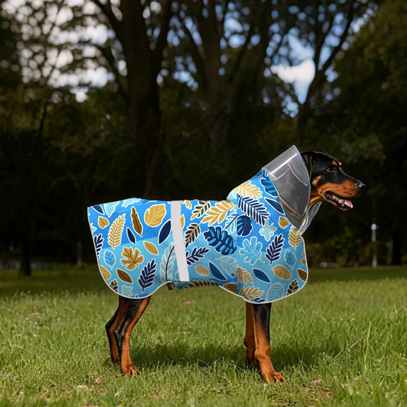 Hooded Waterproof Dog Raincoat with Reflective Strips