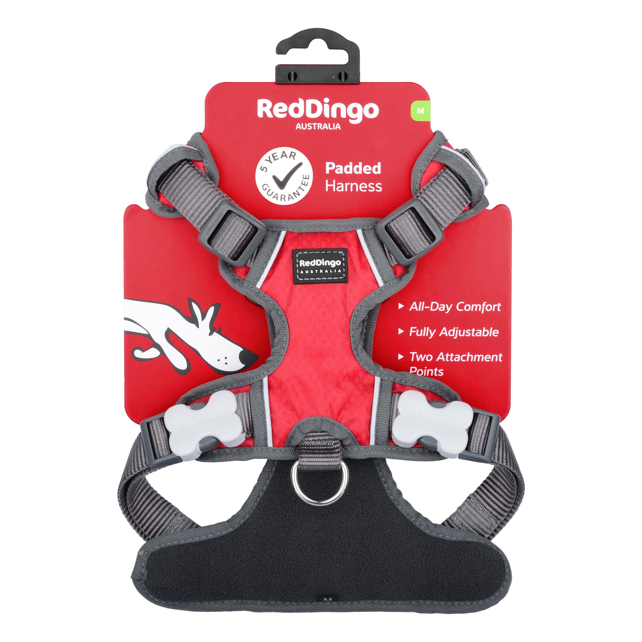 Dog Padded Harness Red