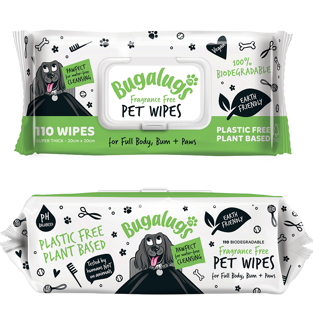 Bugalugs Biodegradable Pet Wipes — Fragrance-Free, 110 Wipes