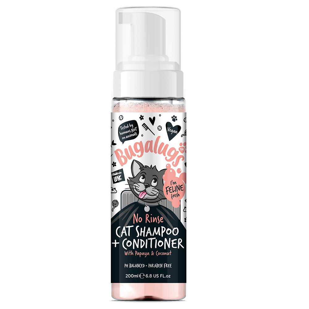 Bugalugs No-Rinse Cat Shampoo & Conditioner 200ml – Waterless Foam