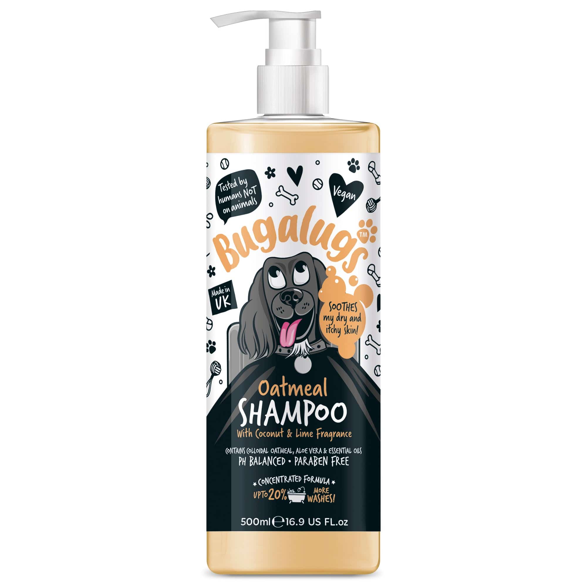 Bugalugs Oatmeal Shampoo for Dogs & Cats 500ml – Vegan