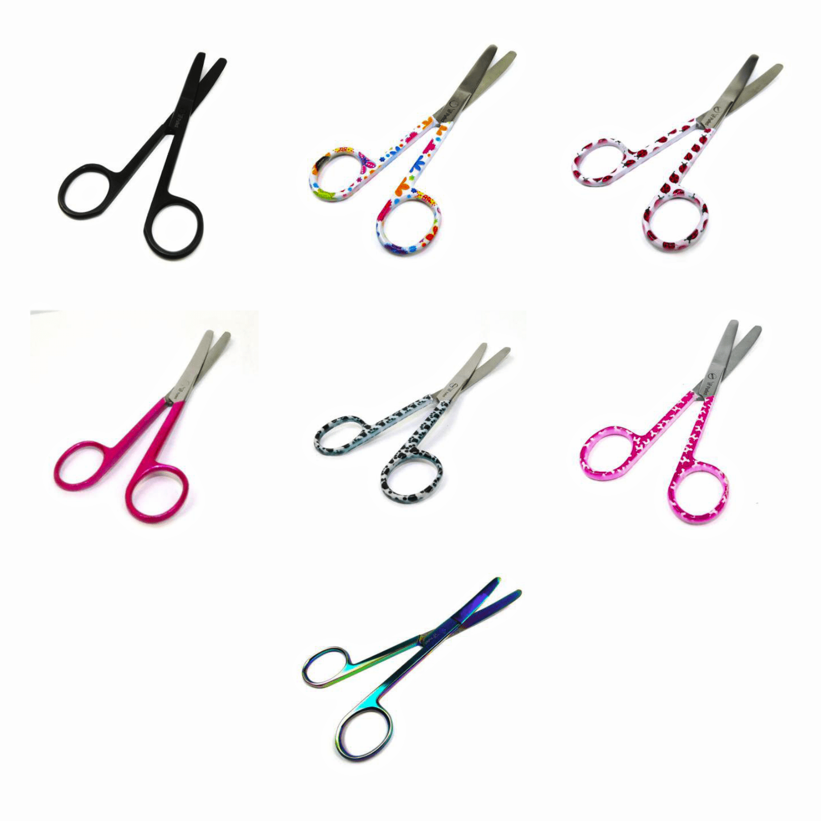Patterned Dressing Scissors 14cm — Blunt-Tip Curved