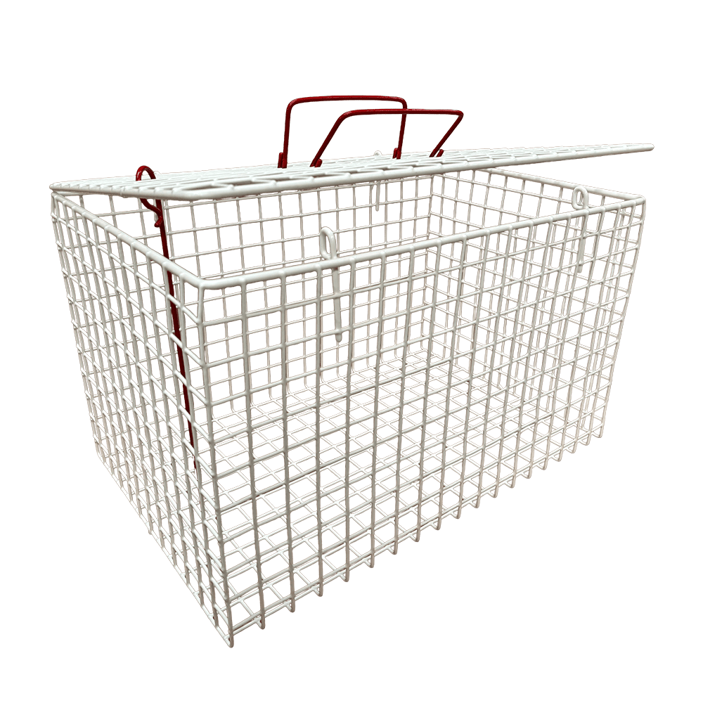 Wire Top-Opening Cat Basket — White Powder-Coated Metal