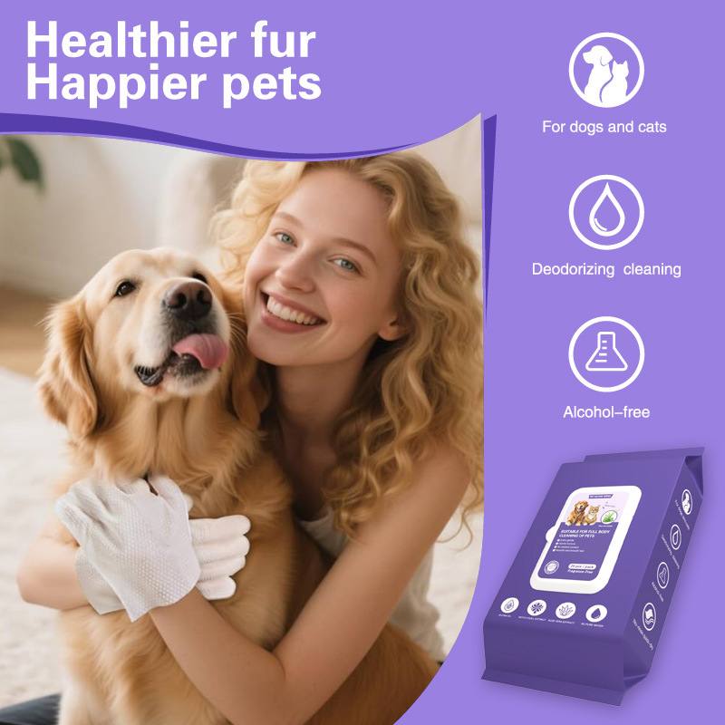 No-Rinse Pet Cleansing Glove Wipes