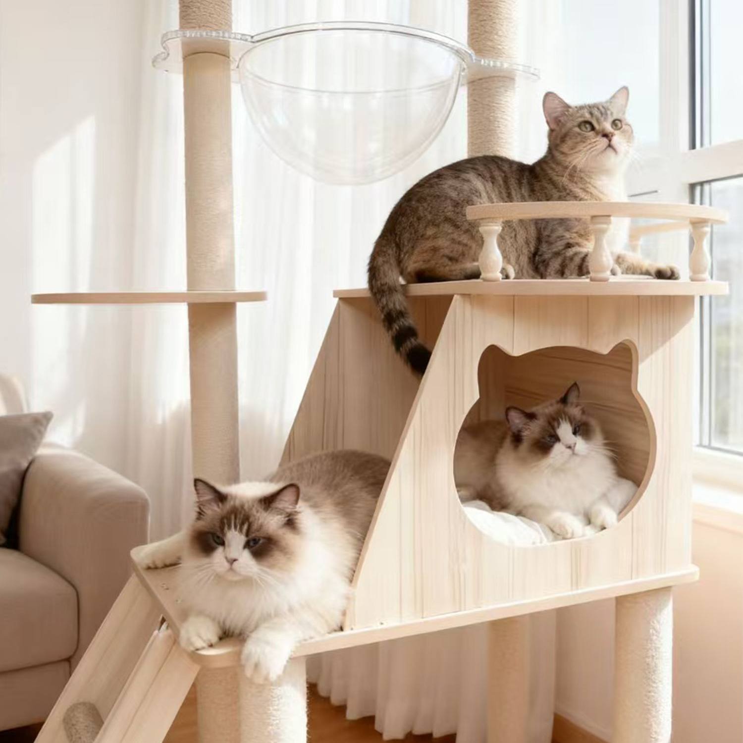 Tall Wooden Cat Climbing Post