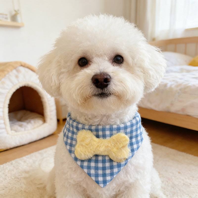 Plaid Bow Pet Drool Bib Bandana