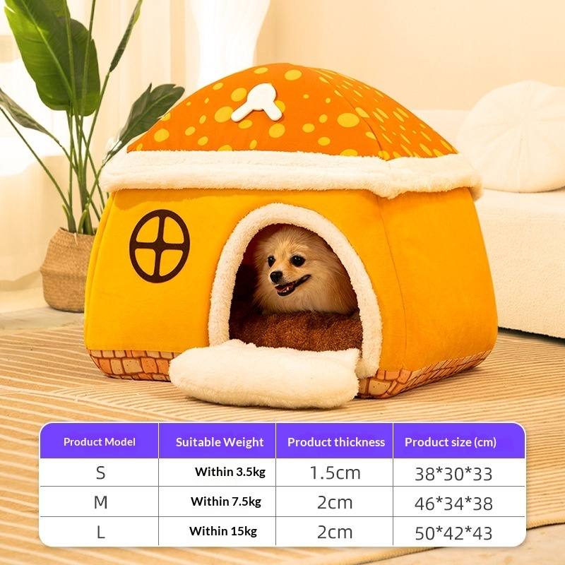 Mushroom House Cosy Cave Pet Bed