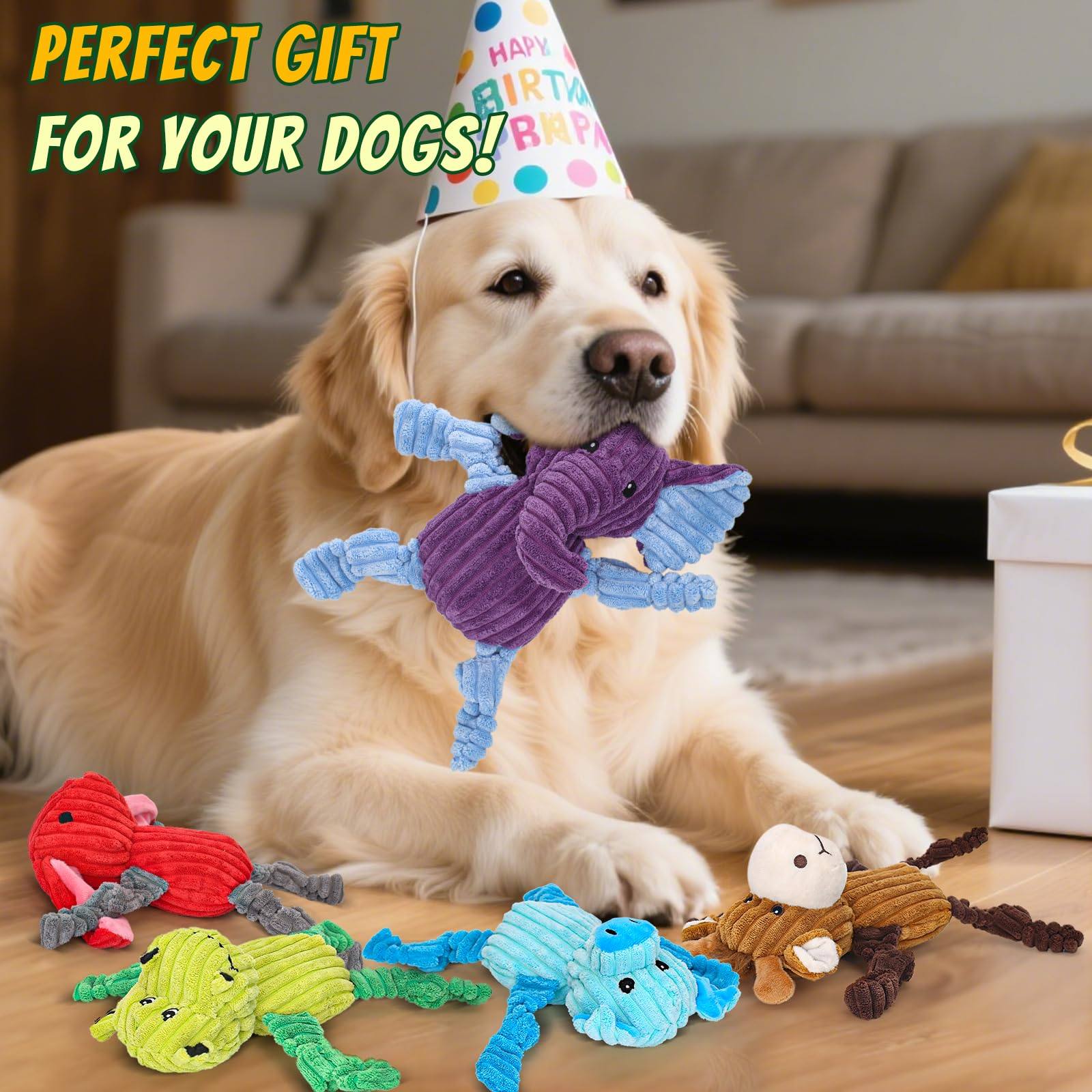 Squeaky Plush Dog Toy 5-Pack