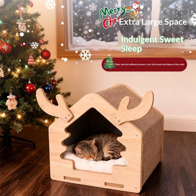 Semi-Enclosed Cat House & Scratching Post