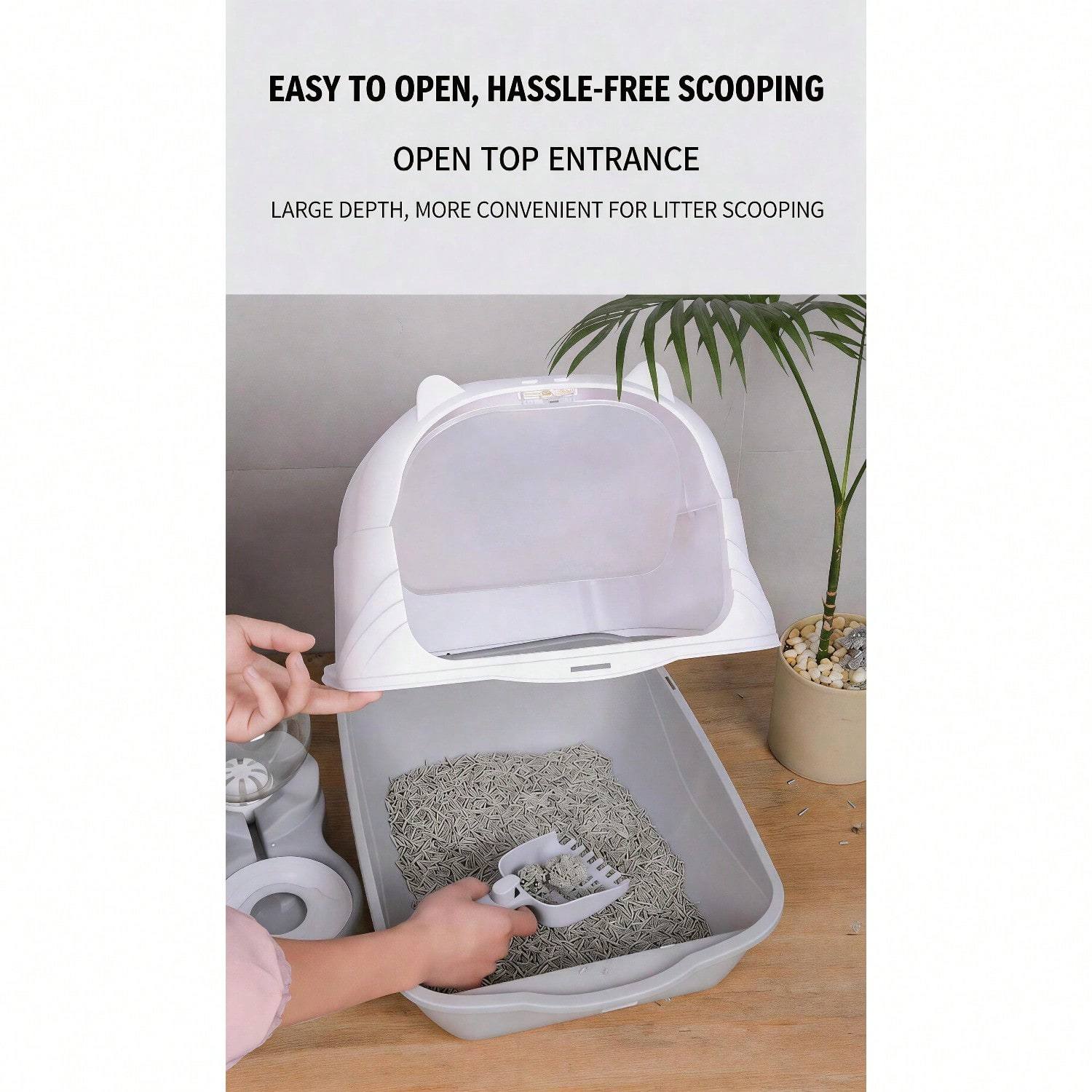 Enclosed Cat Litter Box With Hood