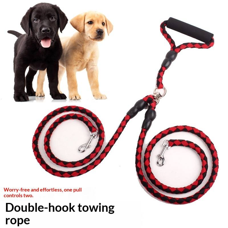 Double-Ended Rope Lead For Two Dogs