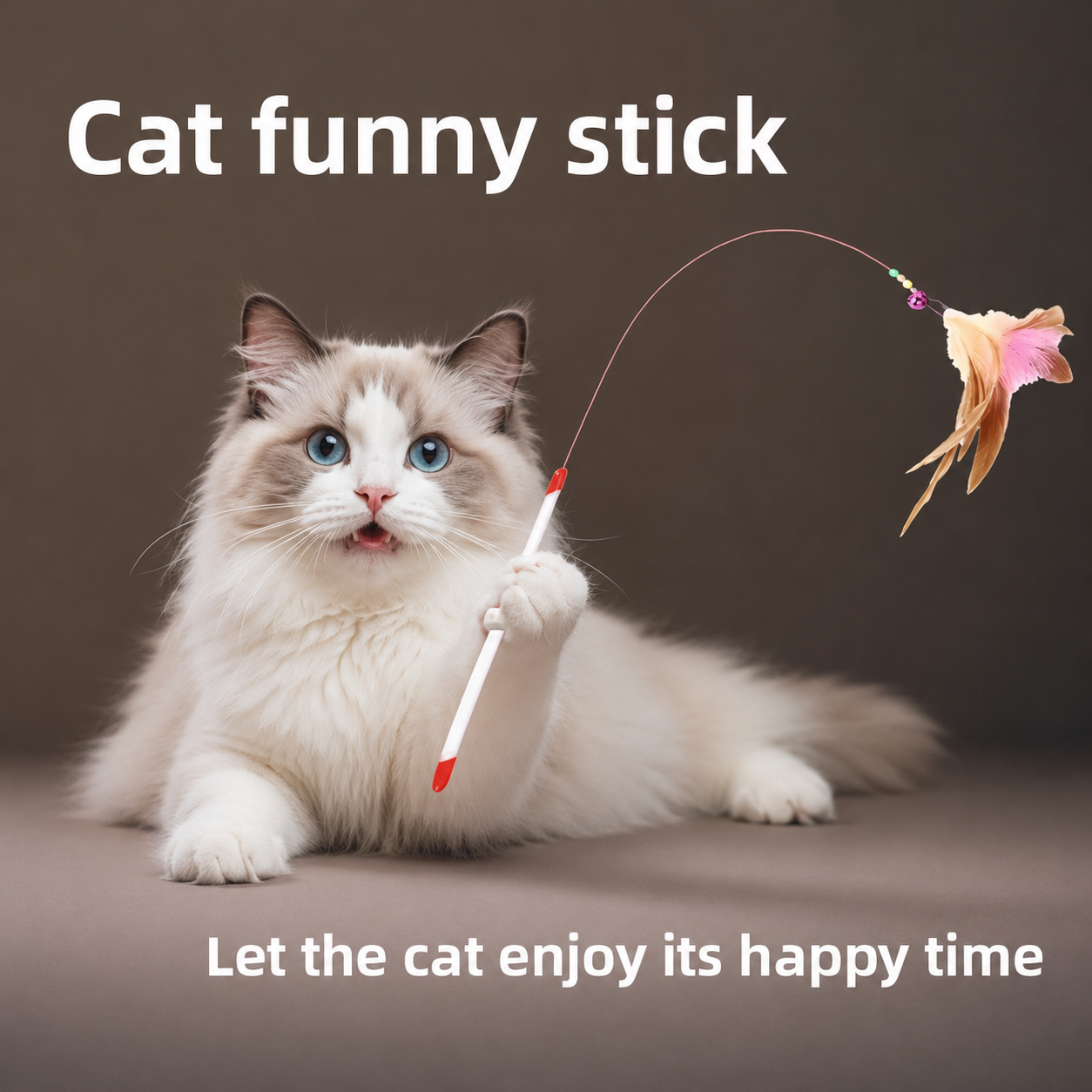 Pet Feather Teaser Wand with Bell