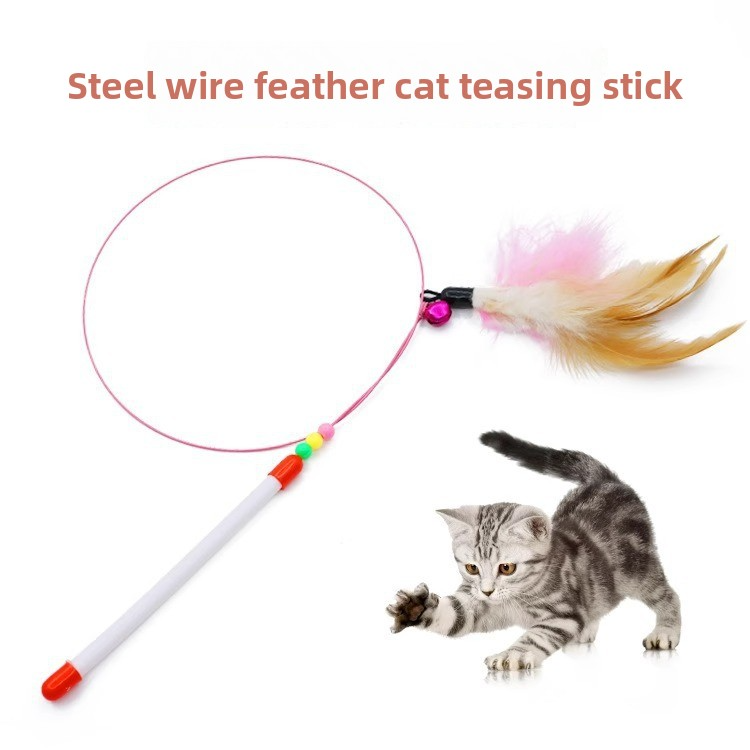 Feather Cat Teaser Wand with Bell