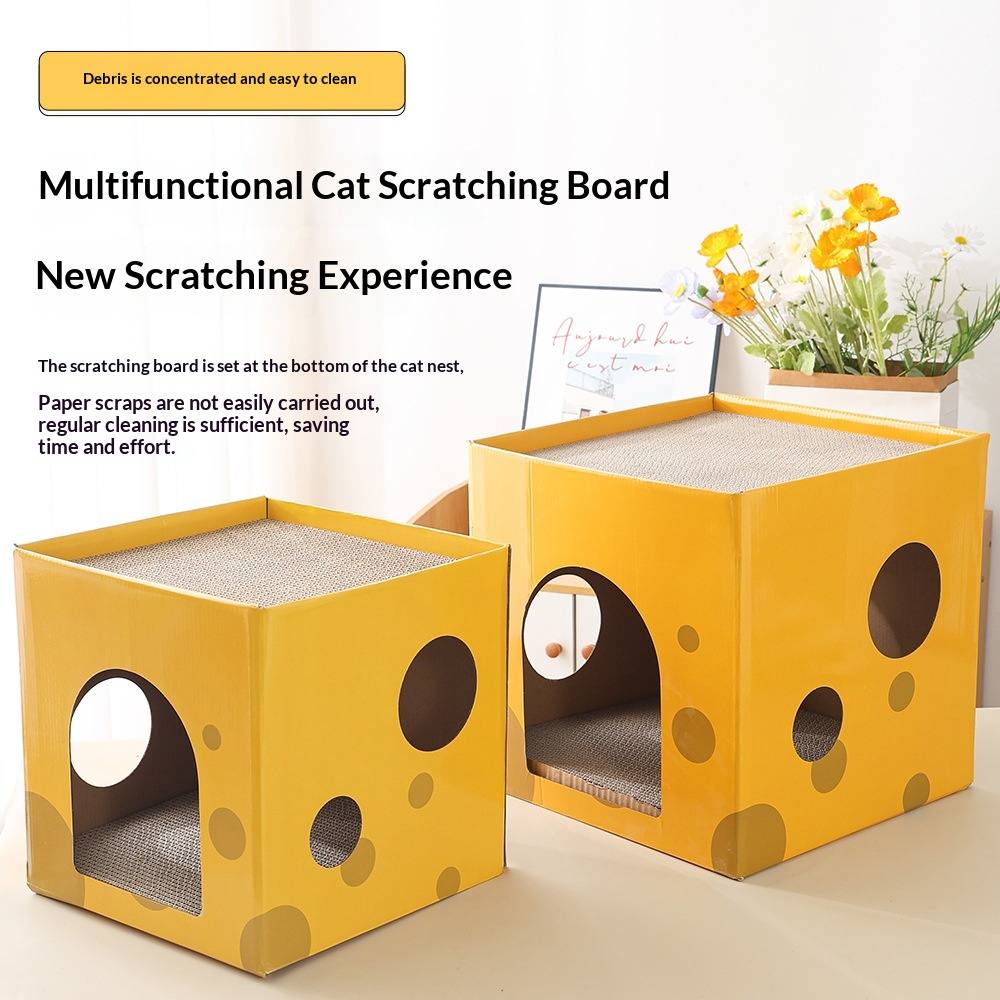 Two-Level Cheese-Box Cat Scratcher Bed