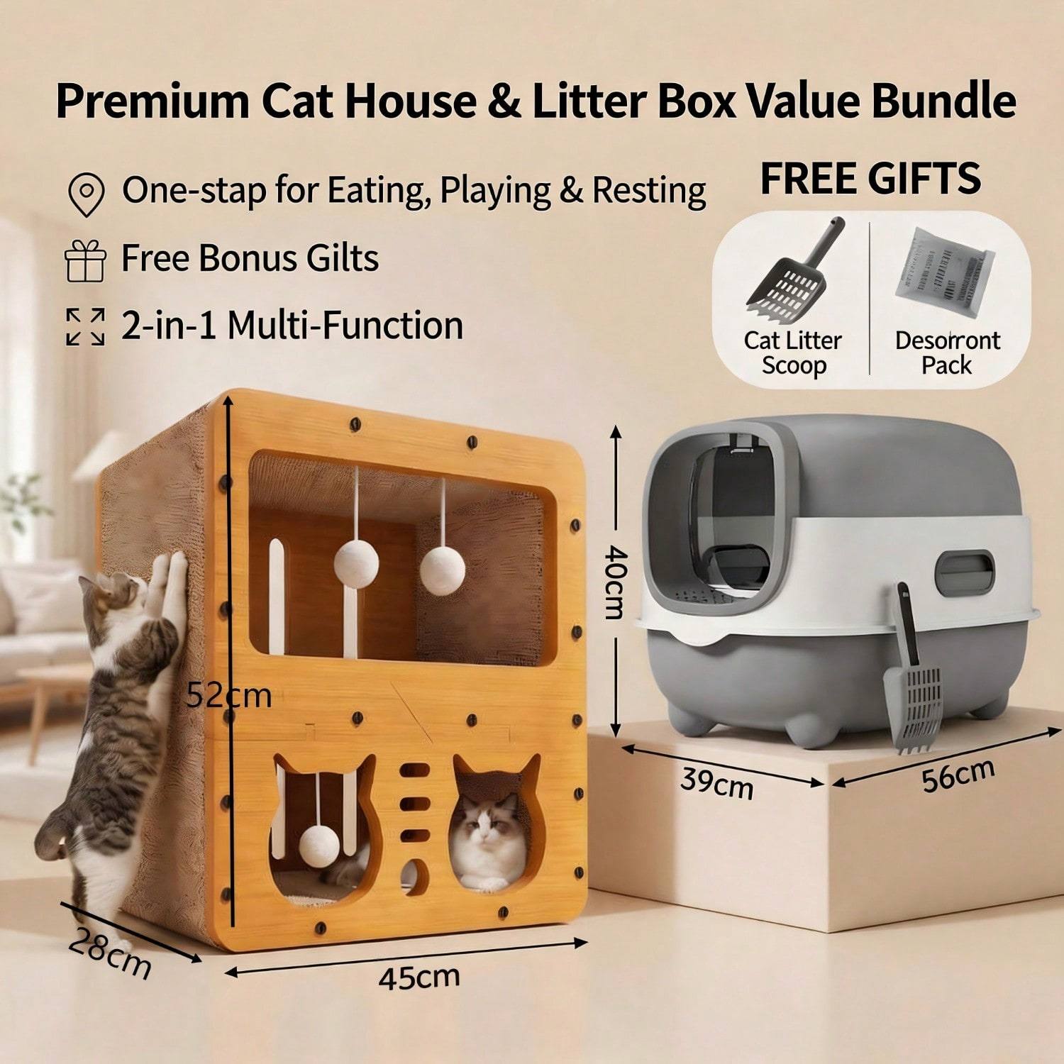Enclosed Cat Litter House Scratcher
