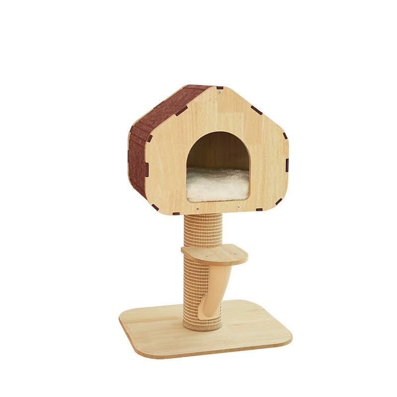 Wooden Cat Tree House with Sisal Scratching Post