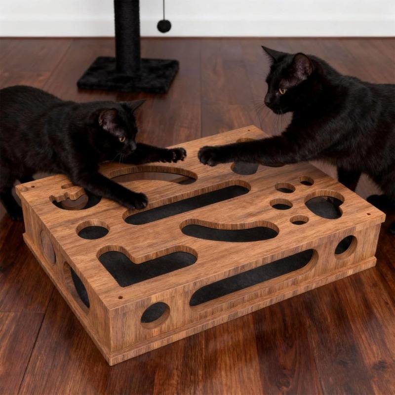 Cat Scratching Puzzle Toy Box