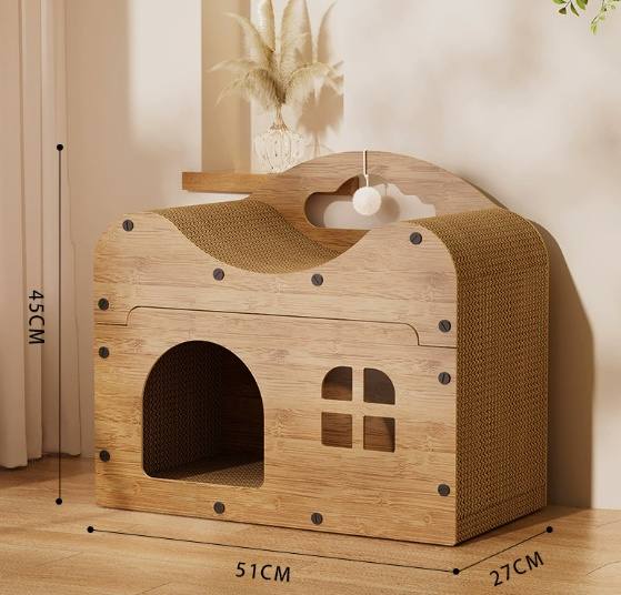Wooden Cat Scratching Post With Bed