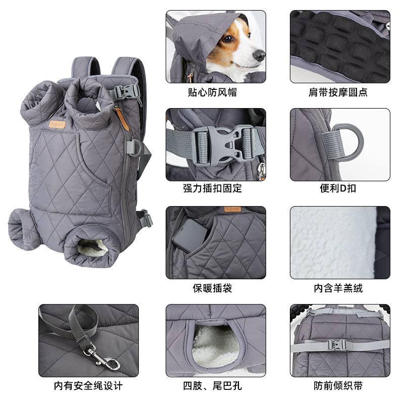 Insulated Quilted Dog Carrier Backpack