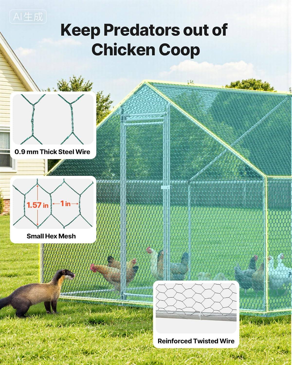 Large Metal Walk-In Chicken Coop