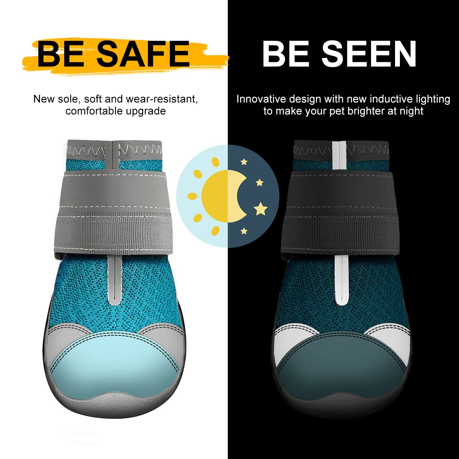 Breathable Mesh Dog Boots with Reflective Strap