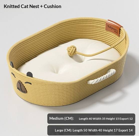 Wicker Cat Bed With Scratching Post