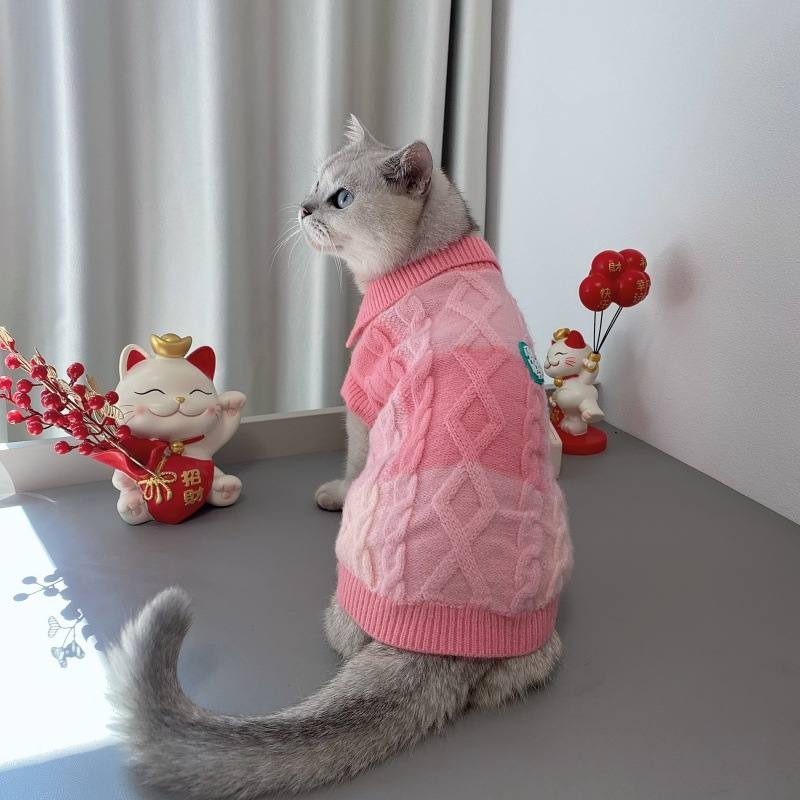 Pink Cable-Knit Pet Sweater