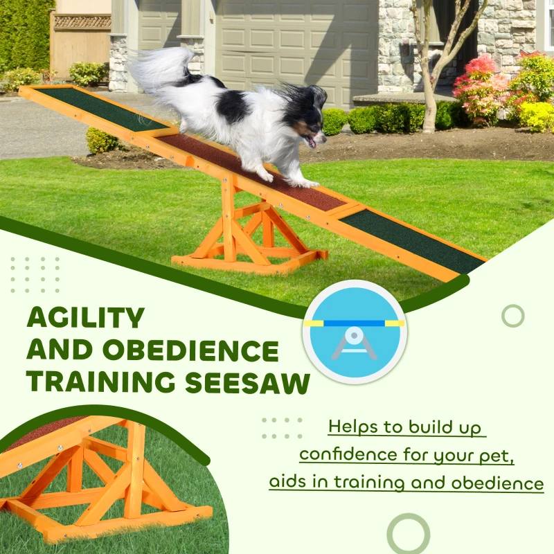 PawHut Wooden Dog Agility Seesaw