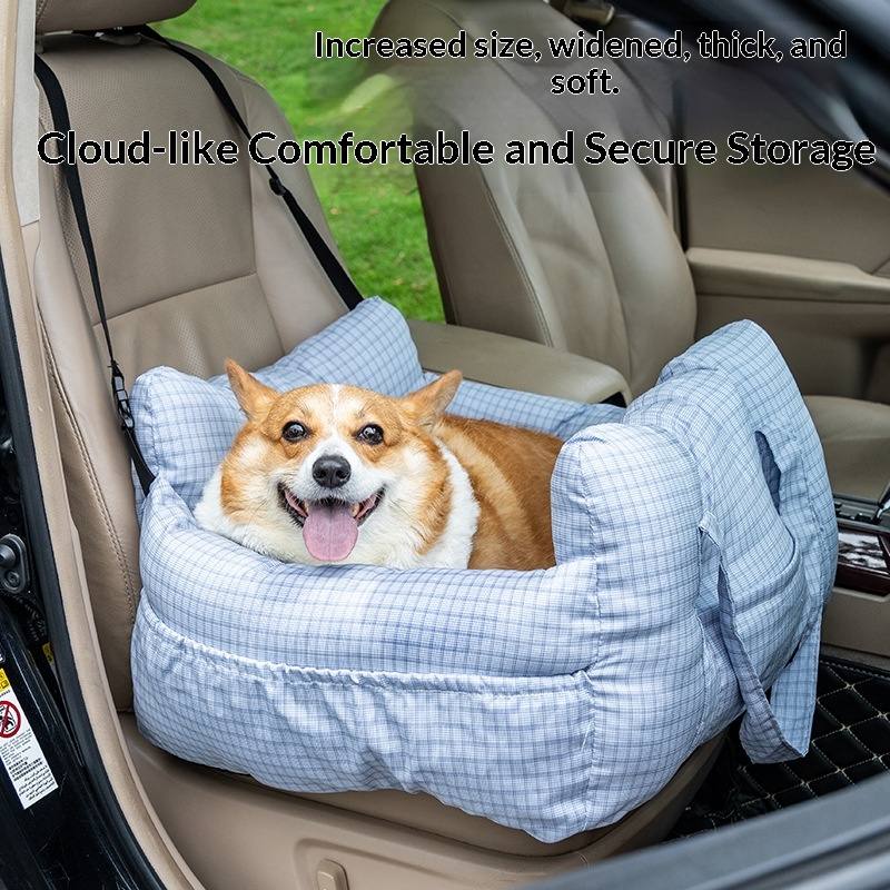 Cloud Pet Car Booster Bed with Safety Tether