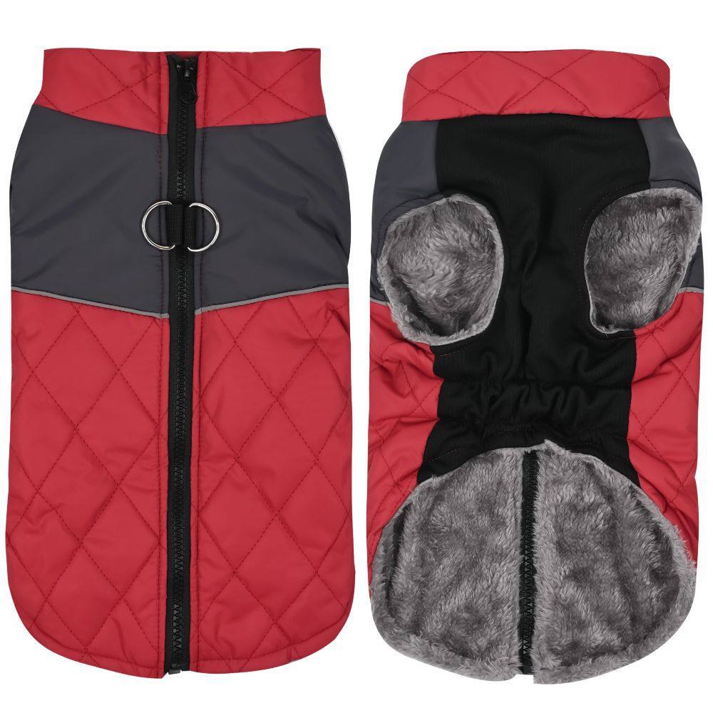 Padded Zip-Up Dog Coat with Lead Ring