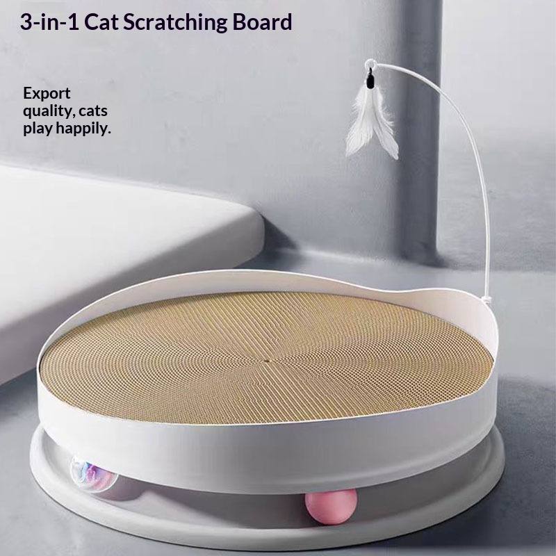 3-in-1 Cardboard Cat Scratcher With Teaser