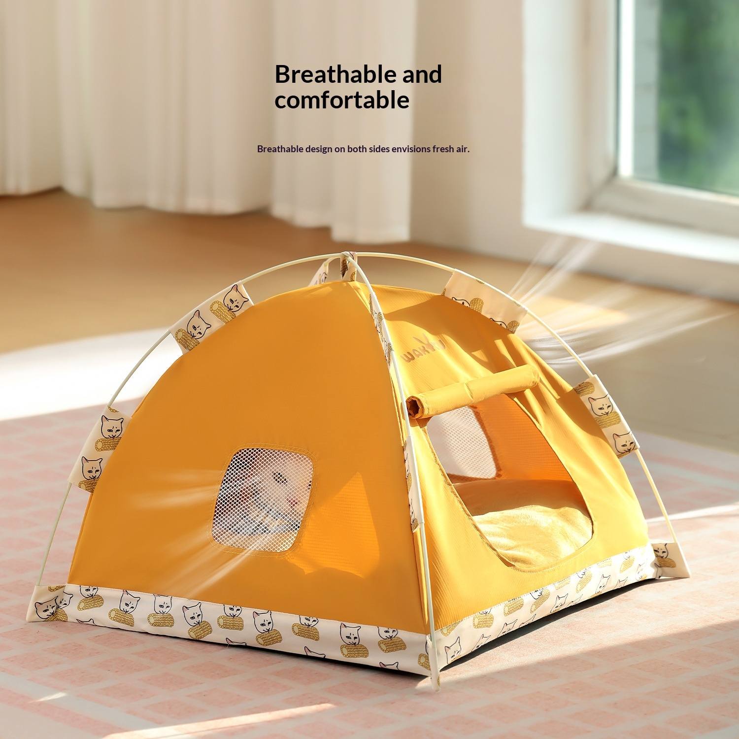 Breathable Cat Tent Bed with Mesh Windows