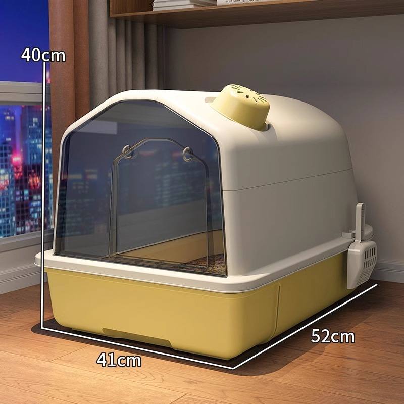 Enclosed Hooded Cat Litter Box with Flap Door