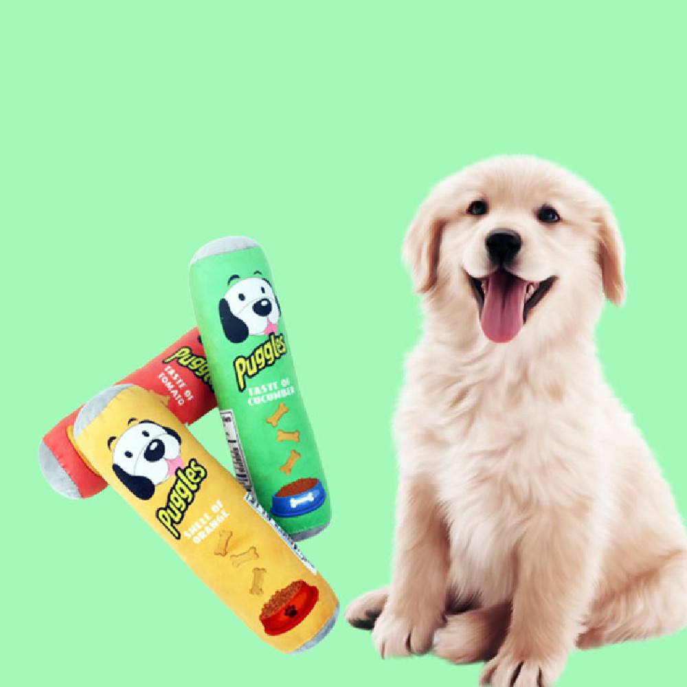 Crisp Tube Plush Squeaky Dog Toy