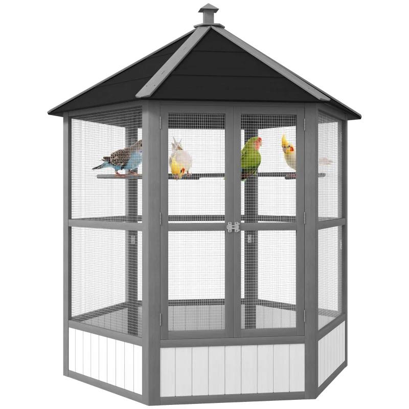Wooden Hexagonal Outdoor Bird Aviary