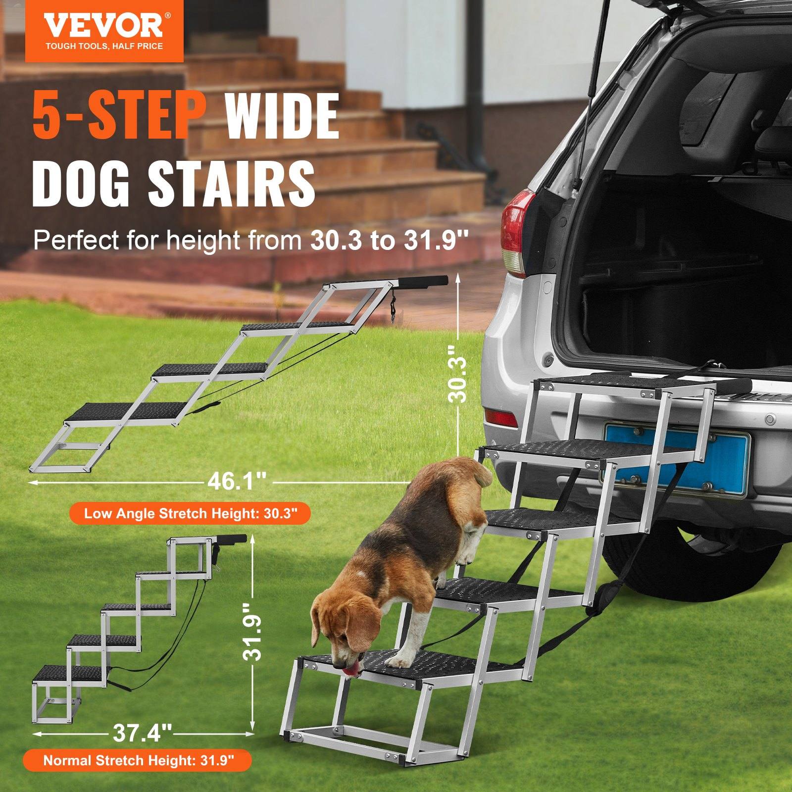 Five-Step Dog Stairs For Cars