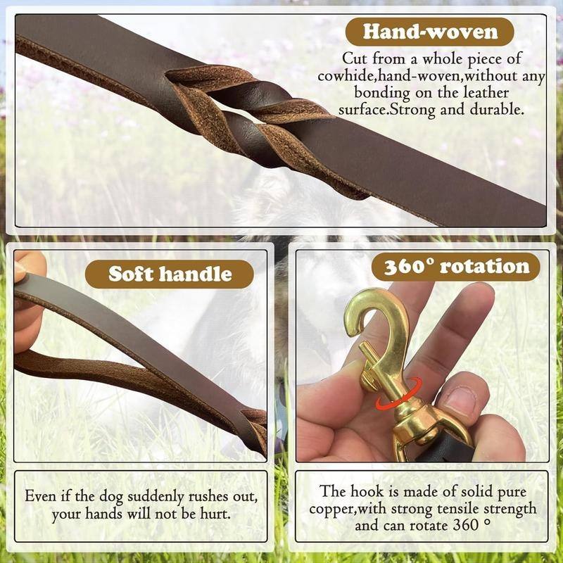 Heavy-Duty Leather Dog Lead With Non-Slip Handle