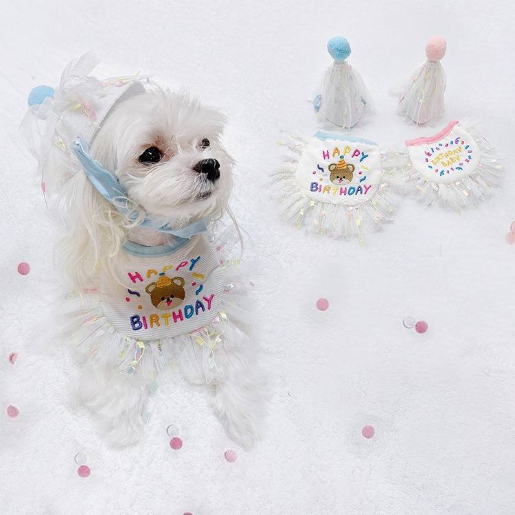 Dog Birthday Party Hat and Bib Set