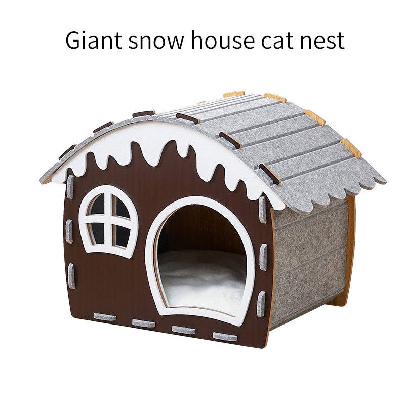 Warm Fleece Semi-Enclosed Cat Bed