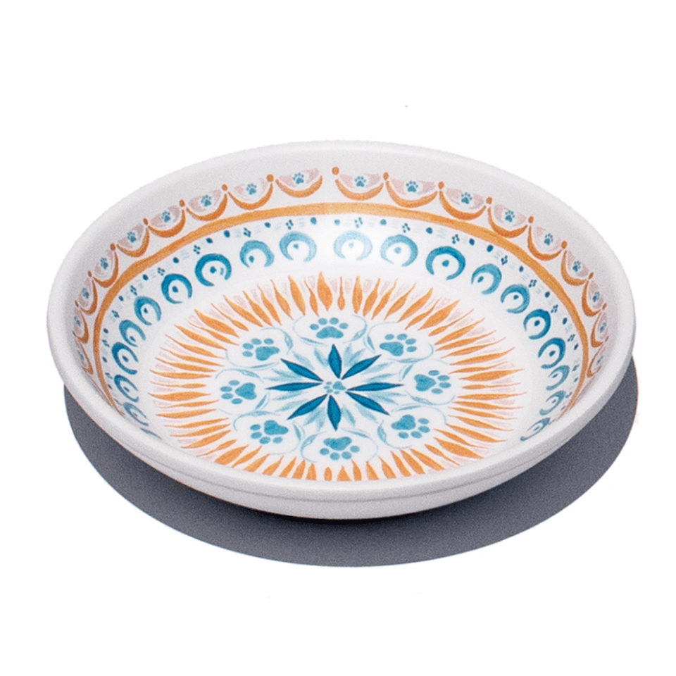 Tarhong Boho Kitty Medallion Melamine Pet Food Saucer
