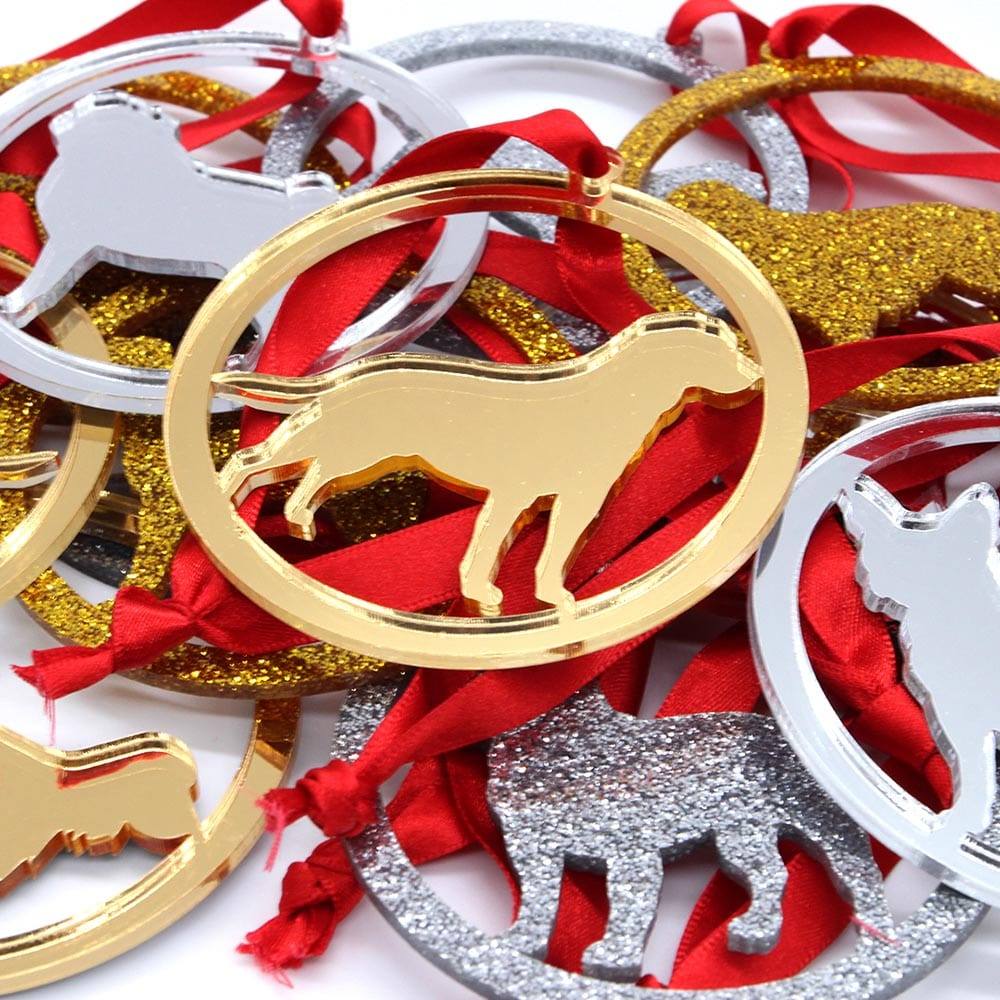 Handmade Gold Dog Breed Bauble by Vision Crafts — 74mm